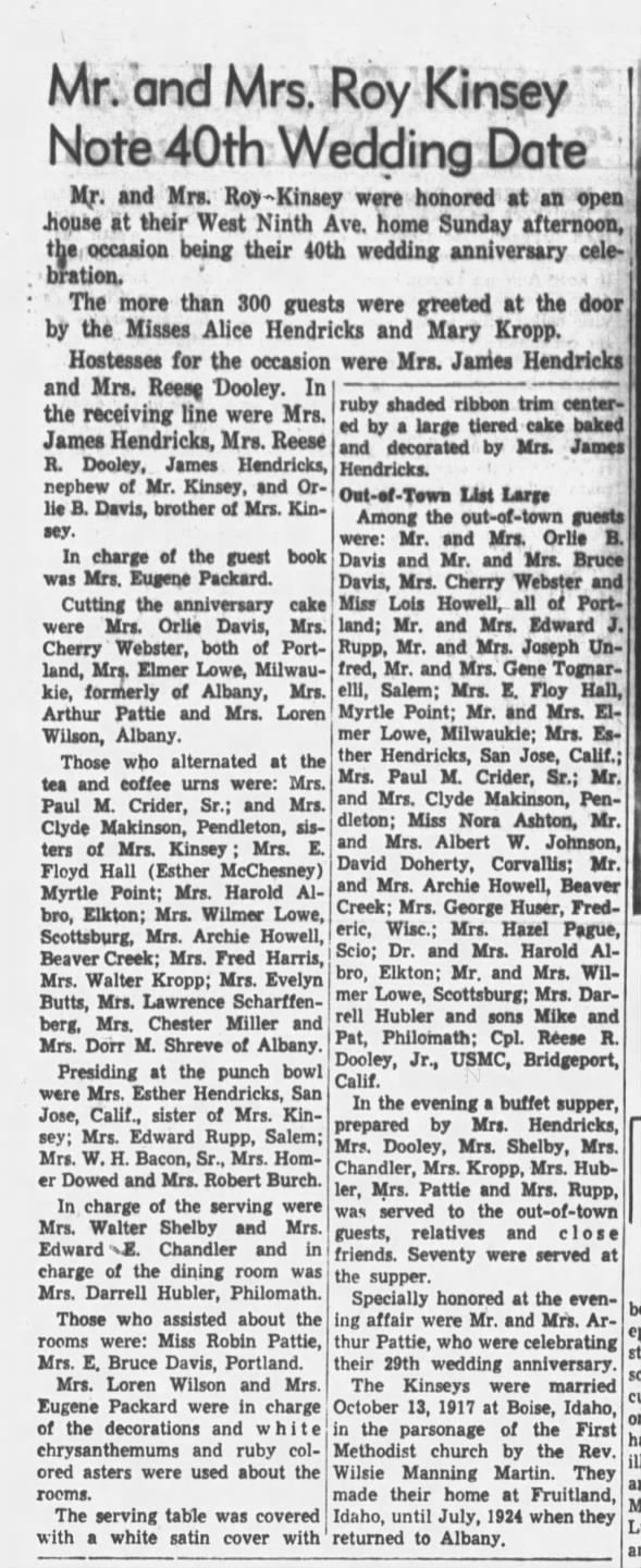 Clipping from Albany Democrat-Herald